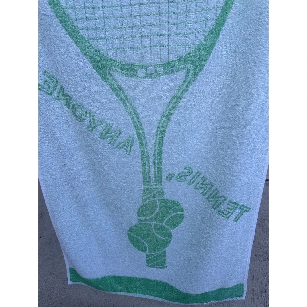Vintage 80s/90s Retro Tennis Beach Towel CLEAN 100% Cotton Made in USA 28x59